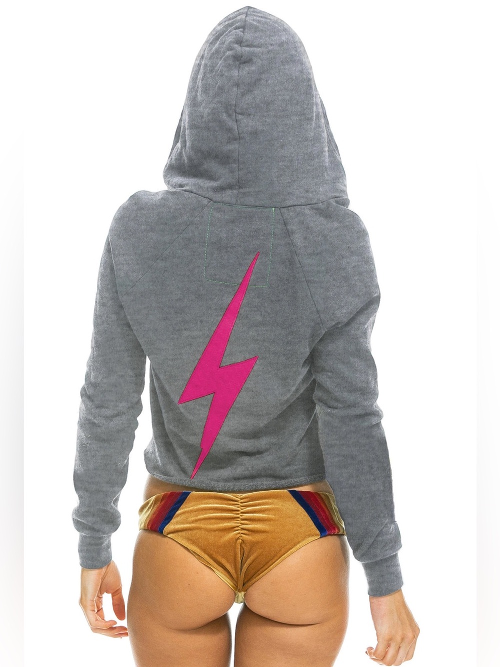AVIATOR NATION Bolt Stitch Chevron 5 Hoodie in Heather & Neon Rainbow Size Small - Picture 3 of 9